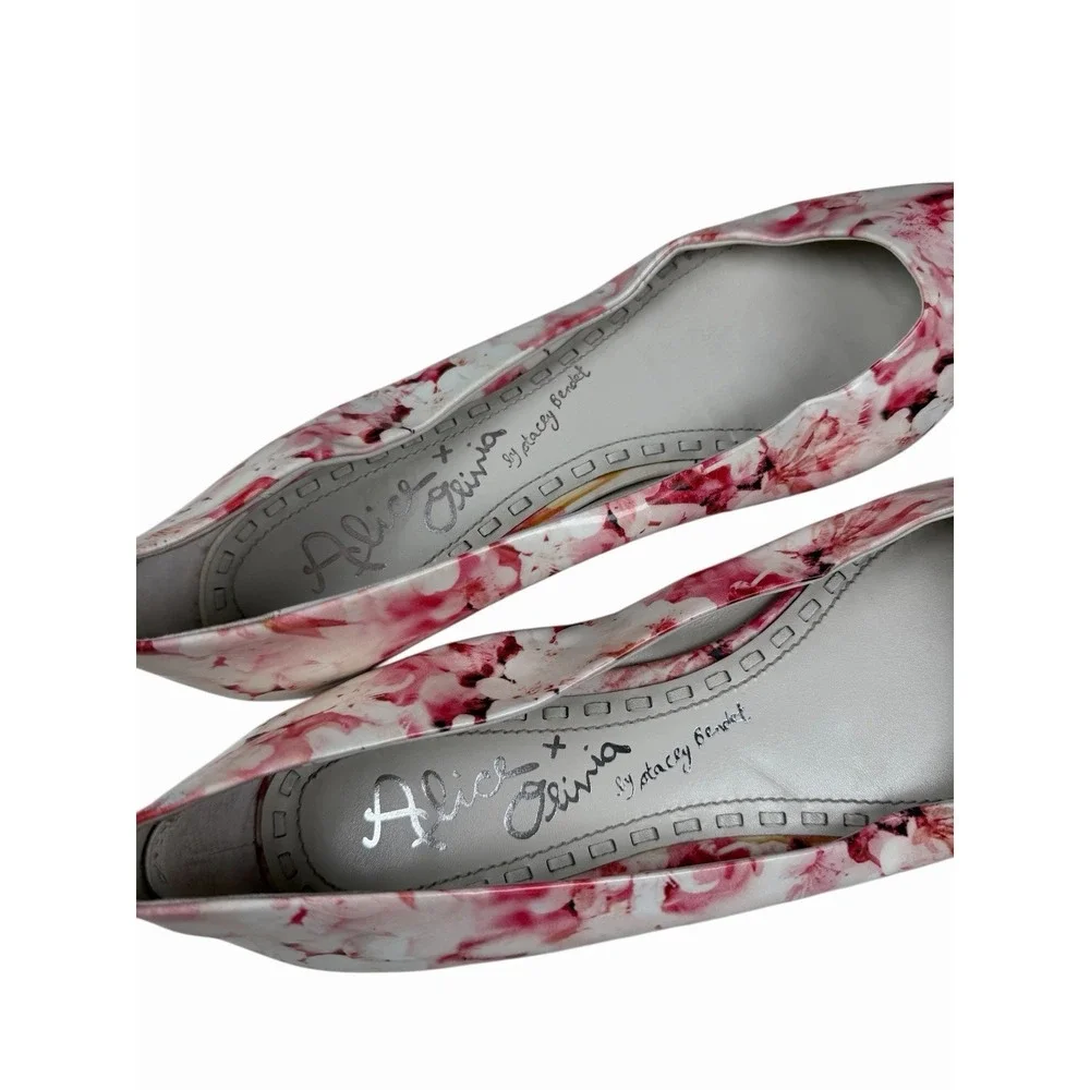 Alice &‎ Olivia Hudson Patent Leather Floral Cherry Blossom Women's Ballet Flats